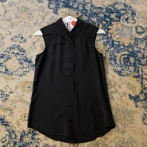 Everlane The Silk Sleeveless Top Button Up XS Black